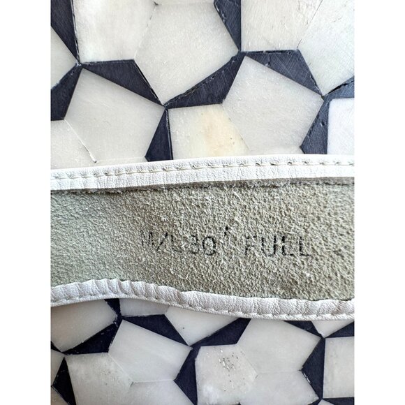 Vintage White Full Grain Leather Belt With Gold-Tone Buckle M/L 30" - Picture 6 of 8